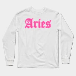 Aries Zodiac Pink Astrology Aesthetic Long Sleeve T-Shirt